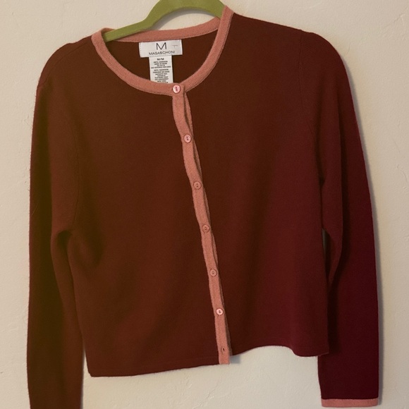 Magaschoni Sweaters - Magaschoni Burgundy and Pink Sweater